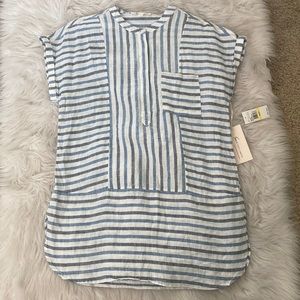 Vince Camuto striped tunic, blue and white, size medium.